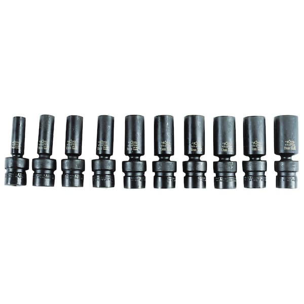Metrc Flx Impct Socket Set, 3/8"Dr, 10pcs.